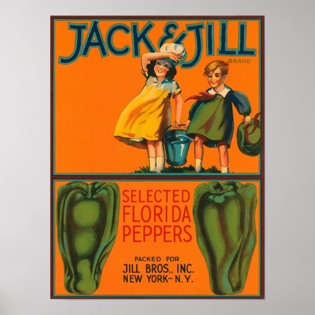 Jack und Jill Paprikaschoten Vintages Kratetikett Poster (Vorne)