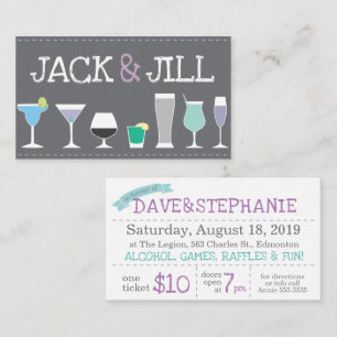 Jack- und Jill-Tickets - Bar Drinks in Grau Visitenkarte