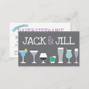 Jack- und Jill-Tickets - Bar Drinks in Grau Visitenkarte
