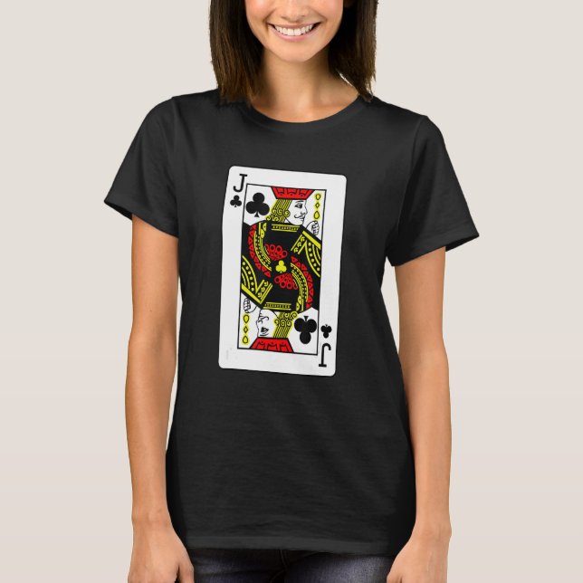 Jack von Clubs Poker Card Games mit schwarzen Kart T-Shirt (Vorderseite)