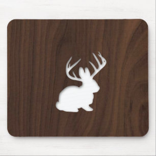 Jackalope auf dunkles Brown-Holz Mousepad