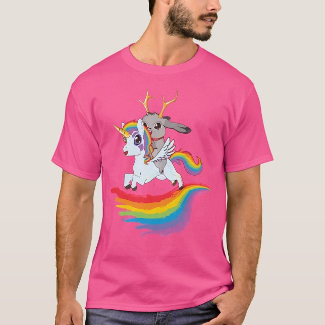 Jackalope auf einem Einhorn T-Shirt (Vorderseite)