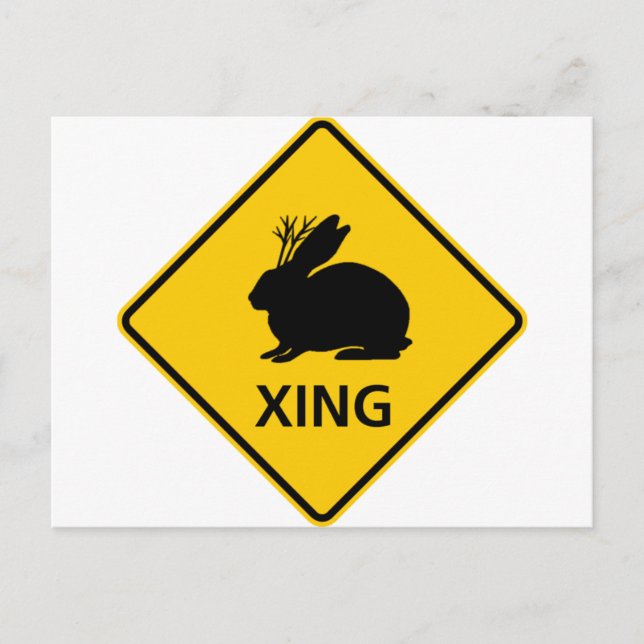 Jackalope Crossing Highway Sign Postkarte (Vorderseite)