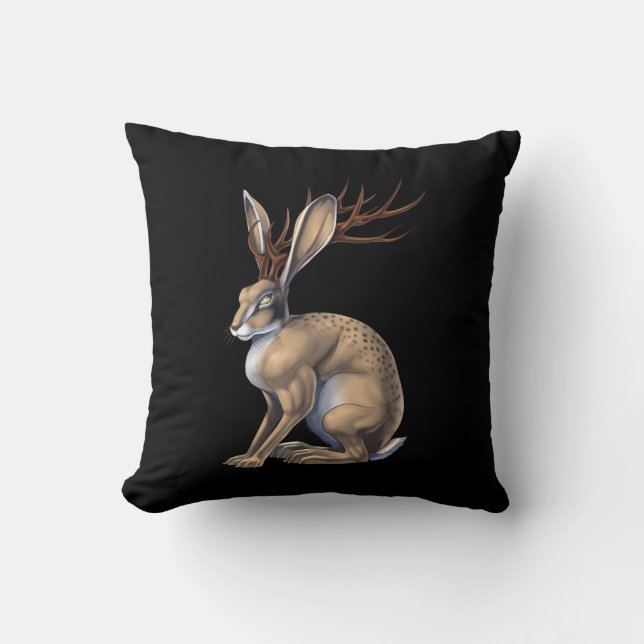 Jackalope Cryptid Animal Kissen (Vorderseite)