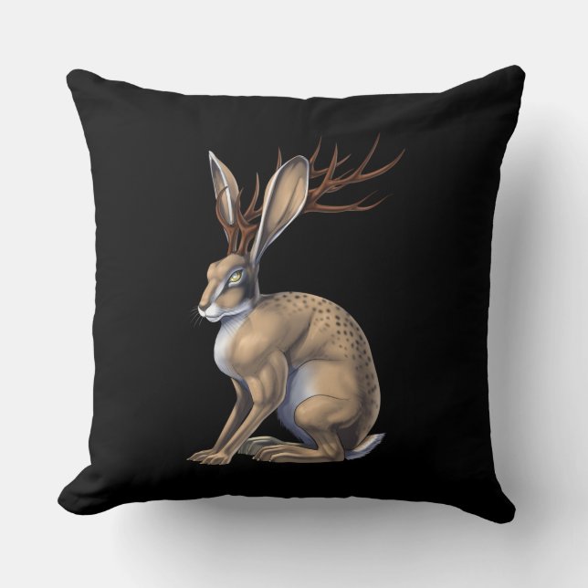 Jackalope Cryptid Animal Kissen (Vorderseite)