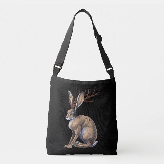 Jackalope Cryptid Animal Tragetaschen Mit Langen Trägern (Vorderseite)