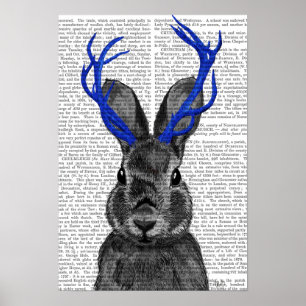 Jackalope mit Blue Antlers Poster