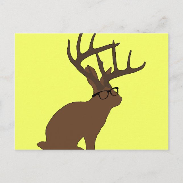 Jackalope mit Brille Postkarte (Vorderseite)