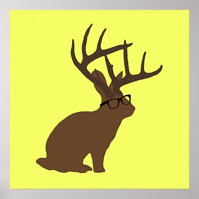 Jackalope mit Brillenposter Poster (Vorne)