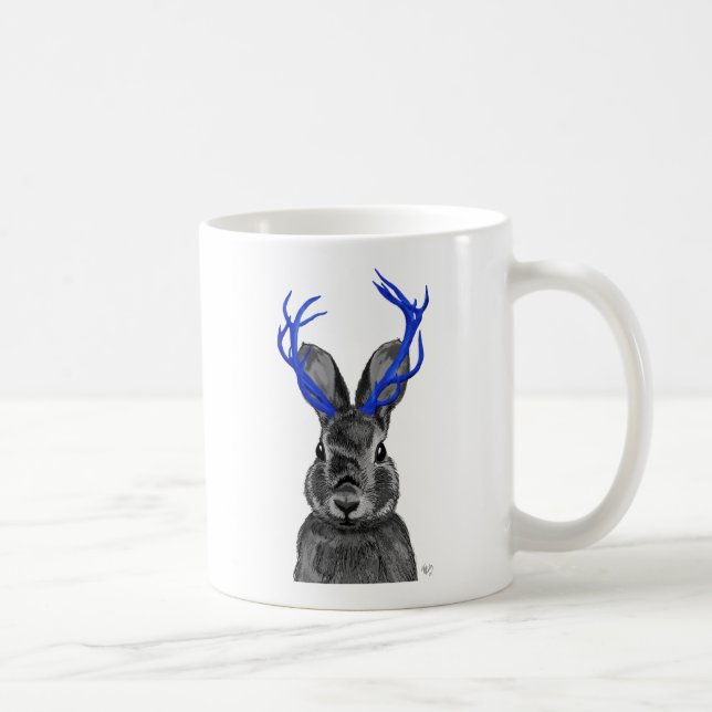 Jackalope mit den blauen Geweihen Kaffeetasse (Rechts)