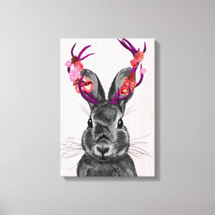 Jackalope mit den rosa Geweihen Leinwanddruck