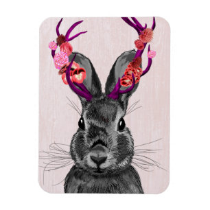 Jackalope mit rosa Antler 2 Magnet