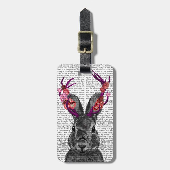 Jackalope mit rosa Antler Gepäckanhänger (Vorderseite vertikal)
