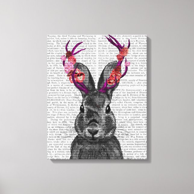 Jackalope mit rosa Antler Leinwanddruck (Vorderseite)