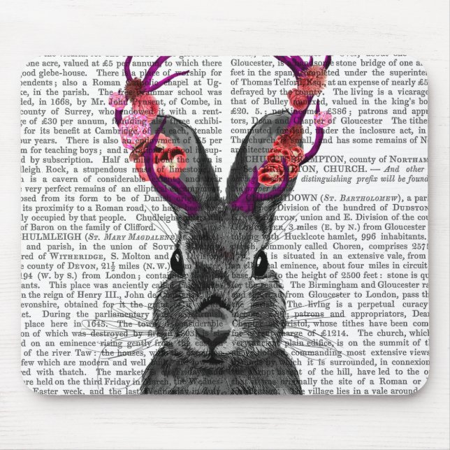 Jackalope mit rosa Antler Mousepad (Vorne)