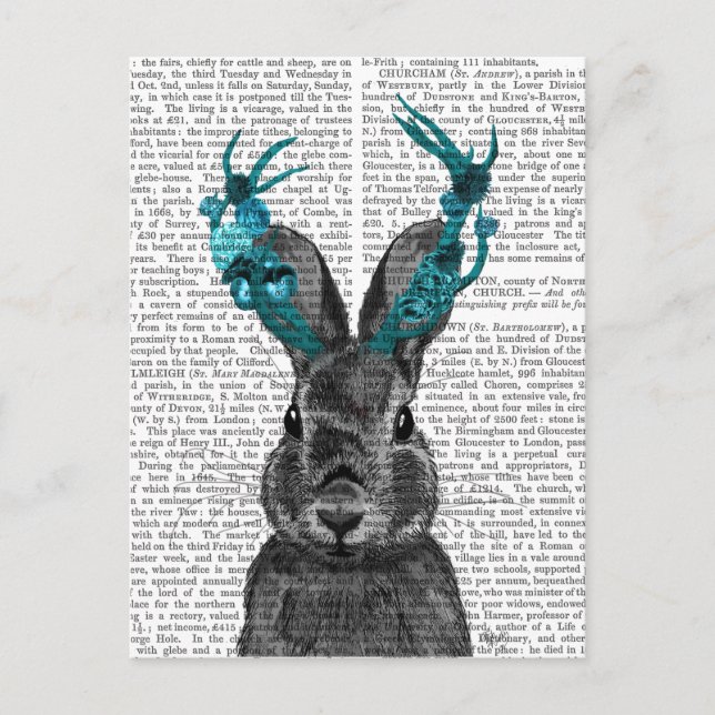 Jackalope mit türkisfarbenen Antlers Postkarte (Vorderseite)