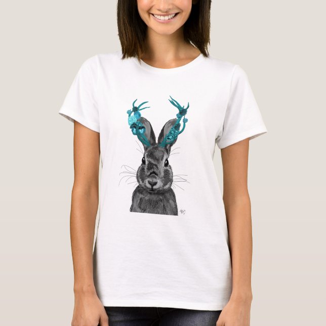 Jackalope mit türkisfarbenen Antlers T-Shirt (Vorderseite)