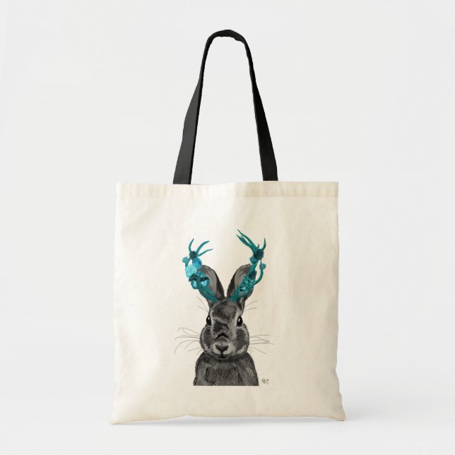 Jackalope mit türkisfarbenen Antlers Tragetasche (Vorne)