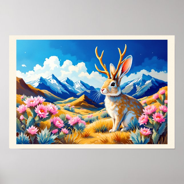 Jackalope Mountain Desert Just for Fun Poster (Vorne)
