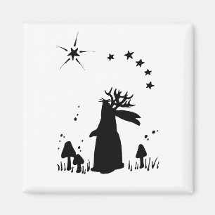 Jackalope Nacht - B&W Magnet