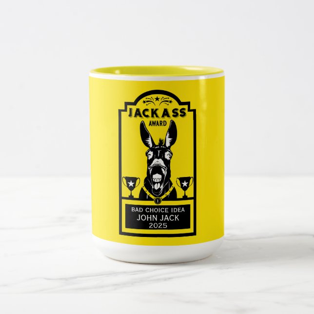 Jackass Award Zweifarbige Tasse (Mittel)