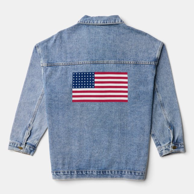 Jacke aus Jeans für Frauen, US-Flagge (Jacket) (Rückseite)