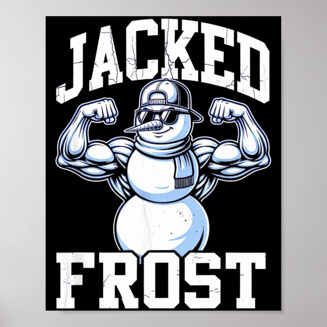 Jacked Frost Muscular Snowman Vintage Gym  Poster (Vorne)