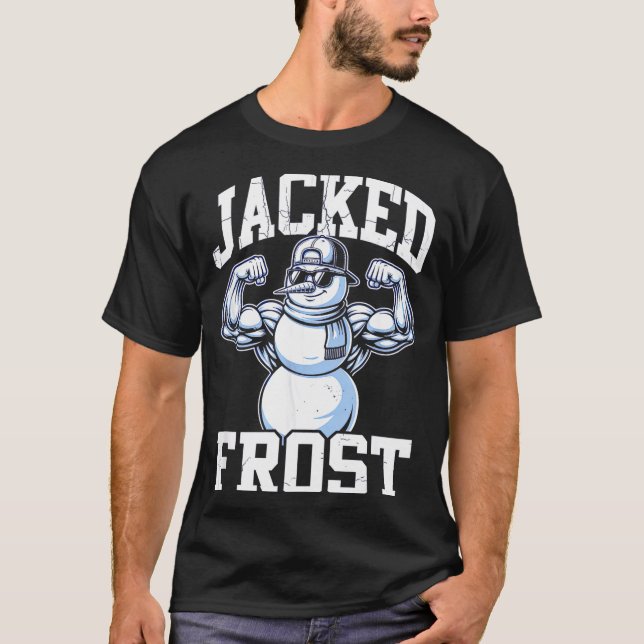 Jacked Frost Muscular Snowman Vintage Gym  T-Shirt (Vorderseite)