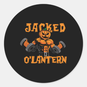 Jacked O'lantern Halloween Gym Workout Lifting Pum Runder Aufkleber