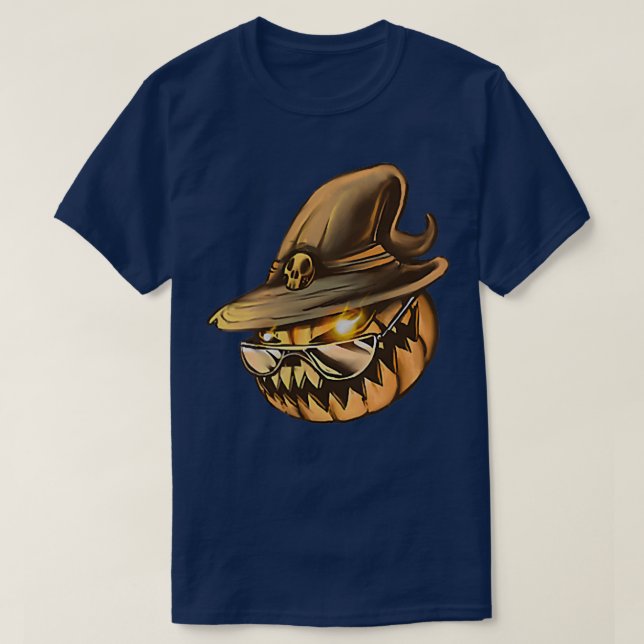 JackoLantern Wearing Sun Brillen Spooky Cool Pumpk T-Shirt (Design vorne)