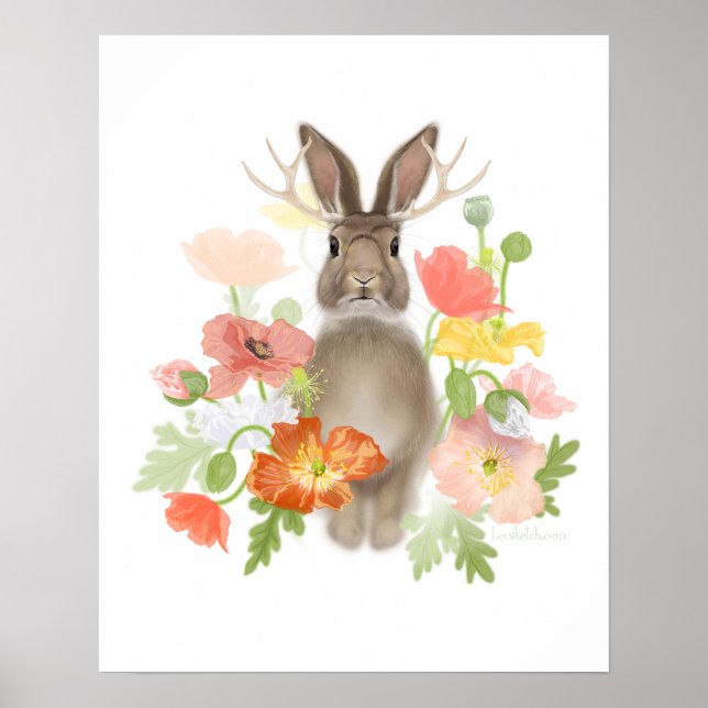 Jackolope Poppies Poster (Vorne)