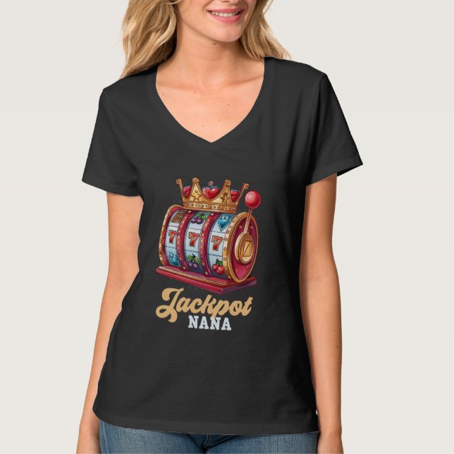 JACKPOT Granny Slot Machine Gambler Casino Oma T-Shirt (Vorderseite)