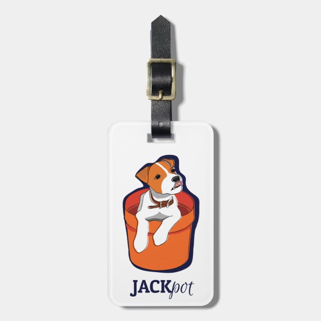 "Jackpot-" Jack-Russell-Terrier-Gepäck-Umbau Gepäckanhänger (Vorderseite vertikal)