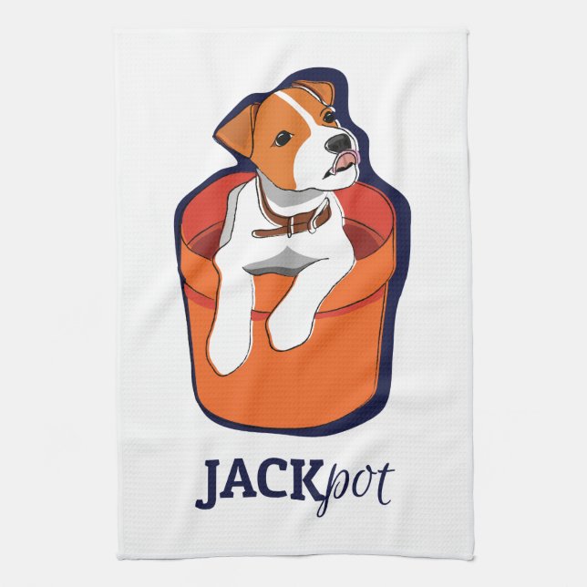 "Jackpot-" Jack-Russell-Terrier Handtuch (Vertikal)
