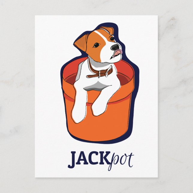 "Jackpot-" Jack-Russell-Terrier-Karte Postkarte (Vorderseite)