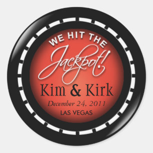 Jackpot! Las Vegas Newlyweds Runder Aufkleber