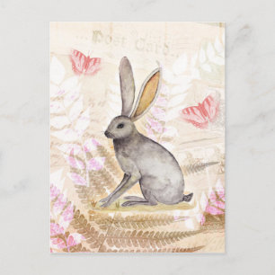 Jackrabbit watercolor vintage Klebemasse backgroun Postkarte