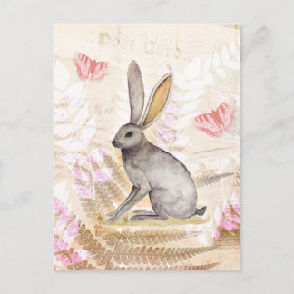 Jackrabbit watercolor vintage Klebemasse backgroun Postkarte