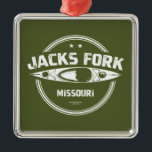 Jacks Fork River Missouri Kayaking Ornament Aus Metall<br><div class="desc">Jacks Fork ist einer von zwei Flüssen in Missouri, die Teil des Ozark National Landschaftlich Riverways Systems und einer der wildesten und landschaftlichsten aller Missouri Flüsse sind.</div>