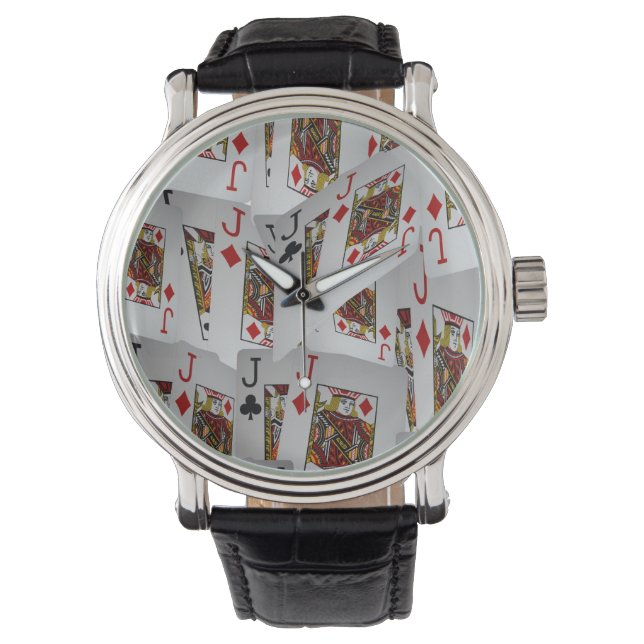 Jacks Poker Cards Muster, Armbanduhr (Vorderseite)