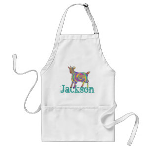 Jackson Add Name Rainbow Spiral Goat Animal Art Schürze