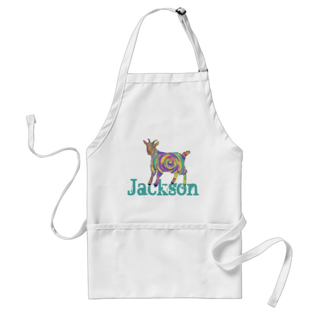 Jackson Add Name Rainbow Spiral Goat Animal Art Schürze (Vorne)