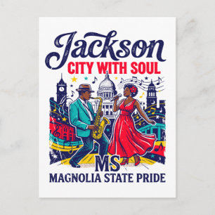 Jackson City mit Soul Magnolia State Stolz Postkarte