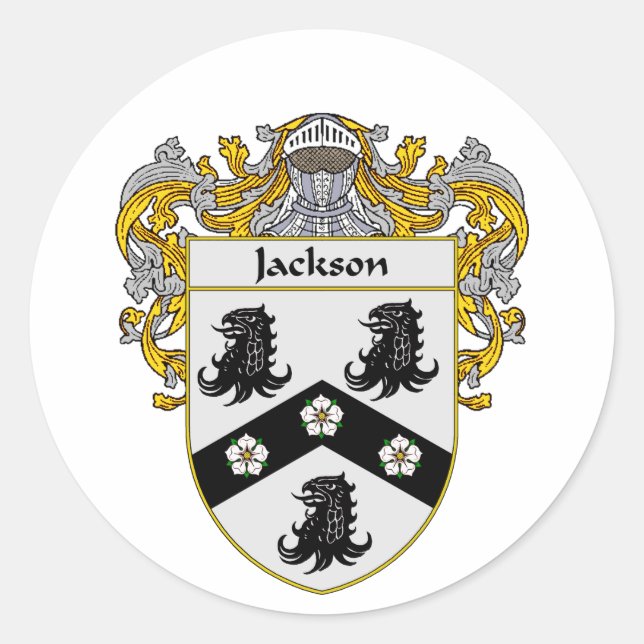 Jackson Coat of Arms (Mantled) Runder Aufkleber (Vorderseite)