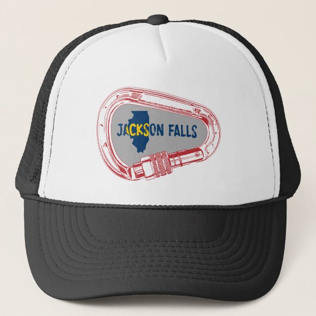 Jackson Falls Illinois Rock Climbing Carabiner Truckerkappe (Vorderseite)