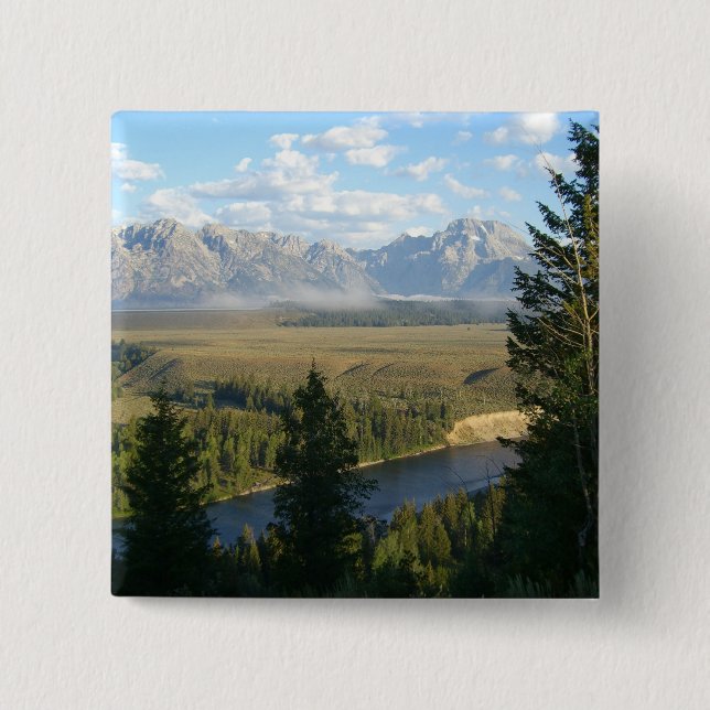 Jackson Hole Berge und Fluss Button (Vorderseite)