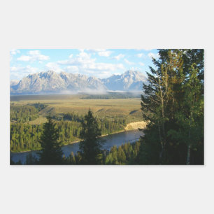 Jackson-Hole-Berge und Fluss Rechteckiger Aufkleber