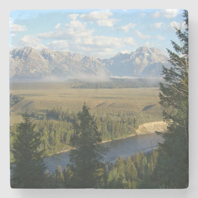 Jackson Hole Berge und Fluss Steinuntersetzer (Vorderseite)