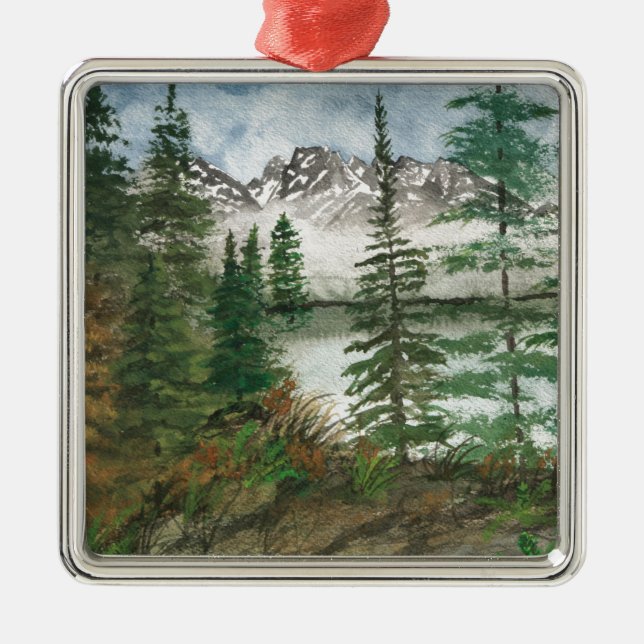 Jackson Hole Jenny Lake Ornament Aus Metall (Vorne)