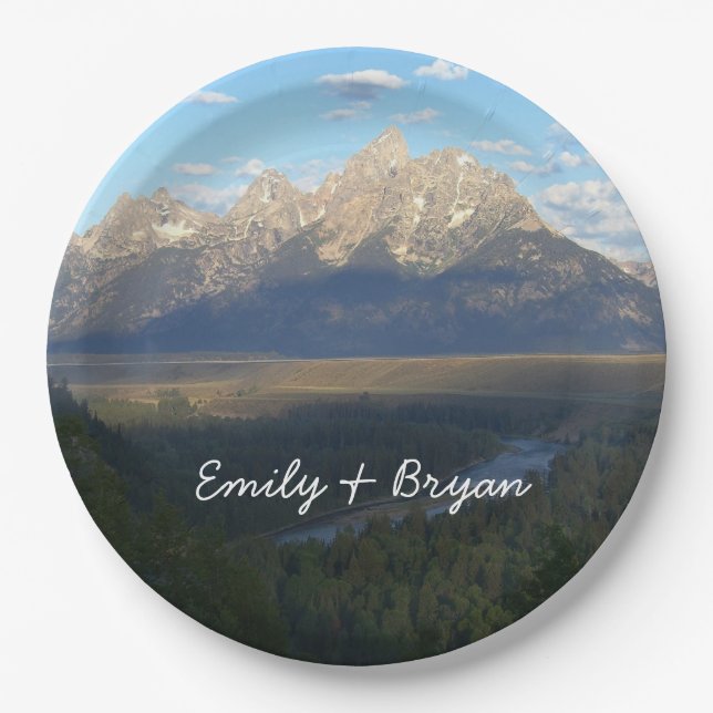 Jackson Hole Mountains (Grand Teton National Park) Pappteller (Vorderseite)